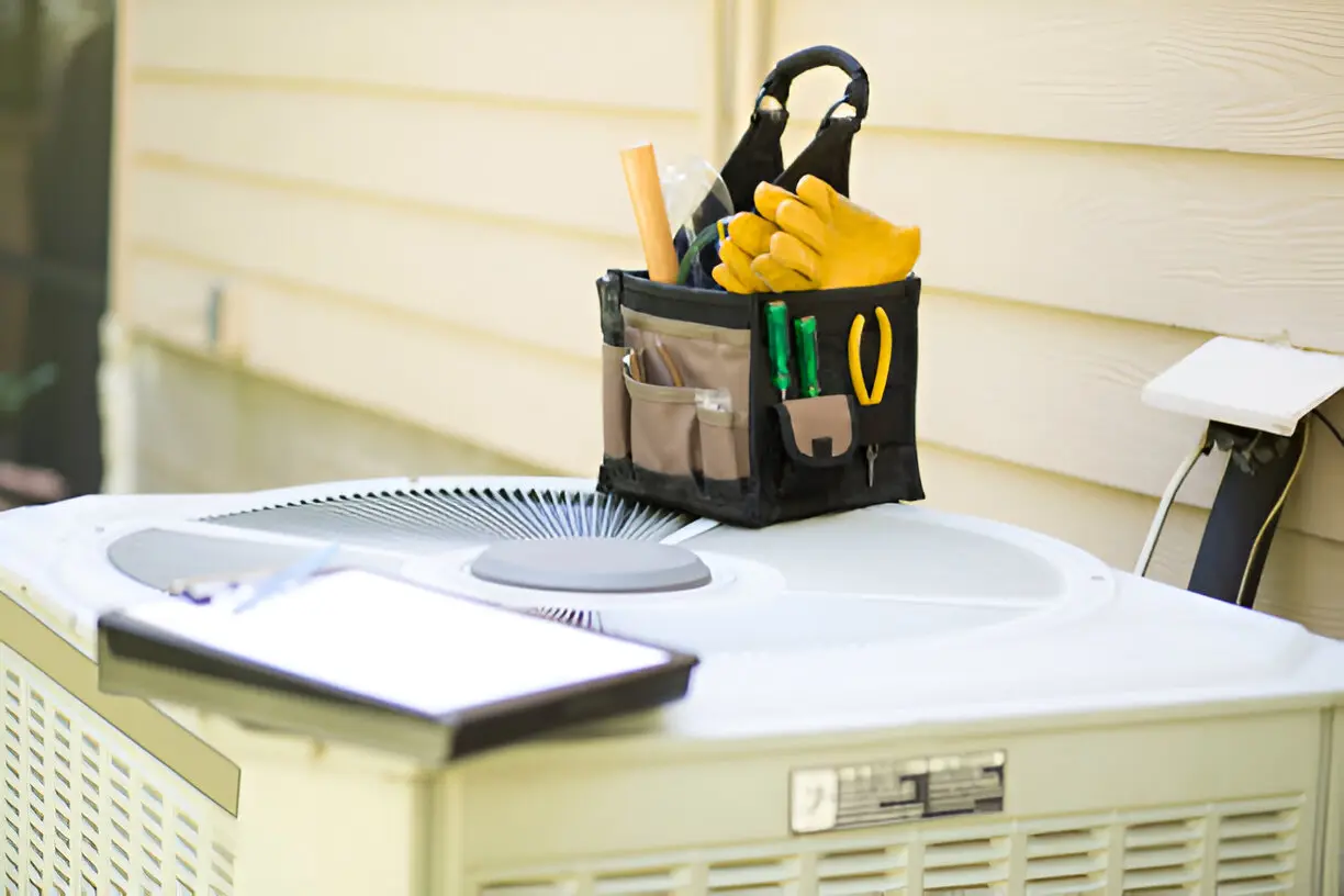 Home 8 Technician inspecting a residential heating system in Los Angeles during winter
